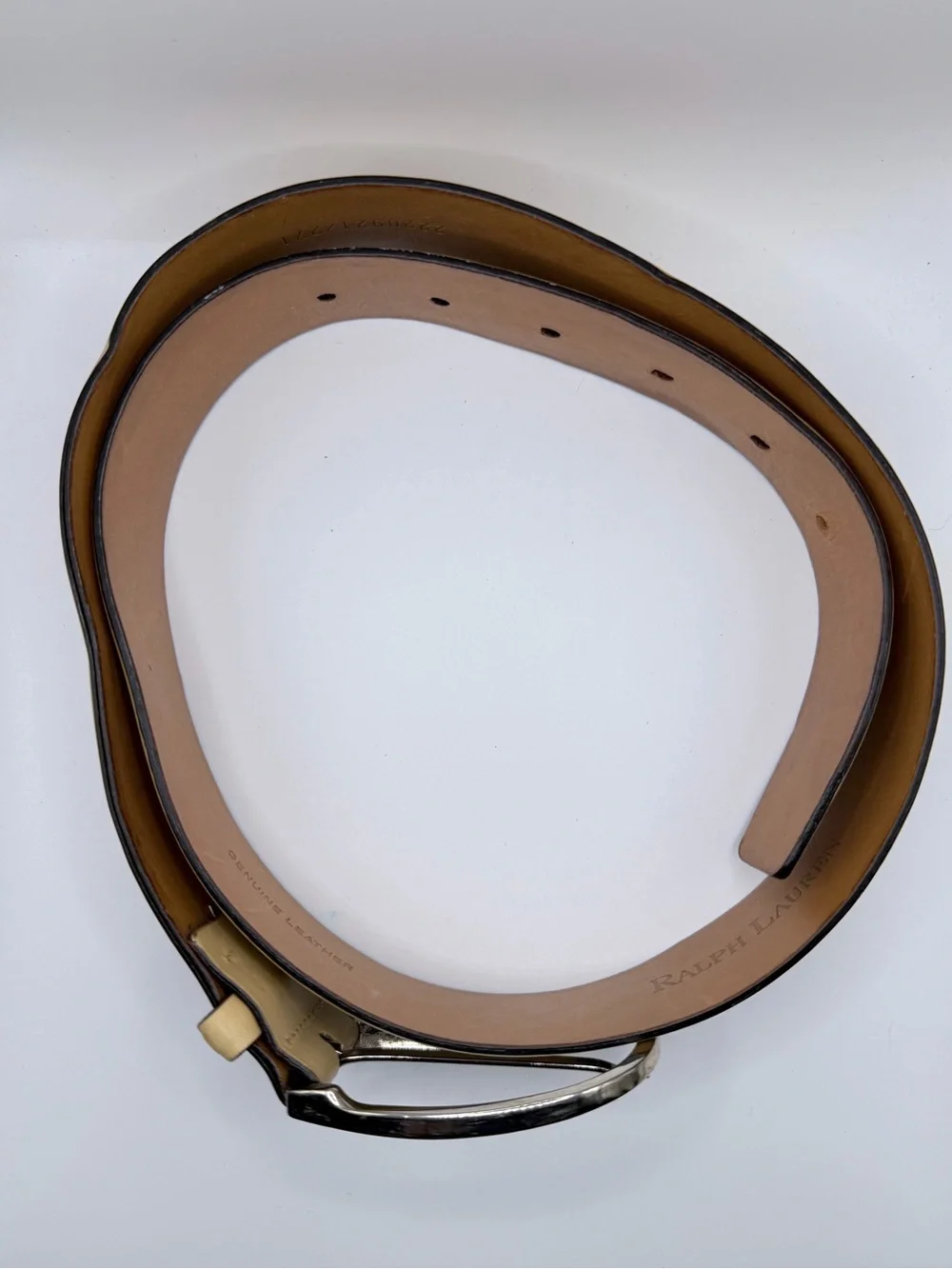 Ralph Lauren Made in Italy Ivory Leather Wide Belt Silver Buckle Size M